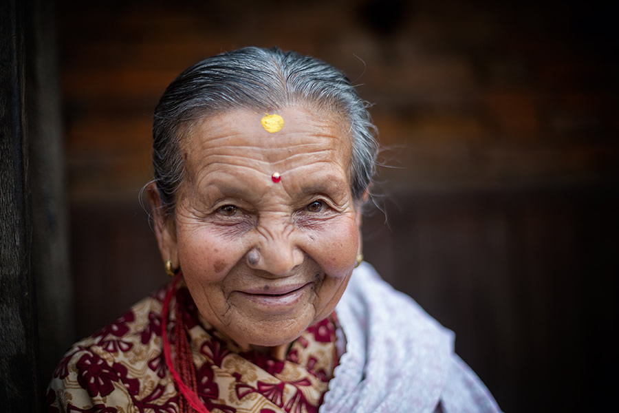 An old woman during the festival